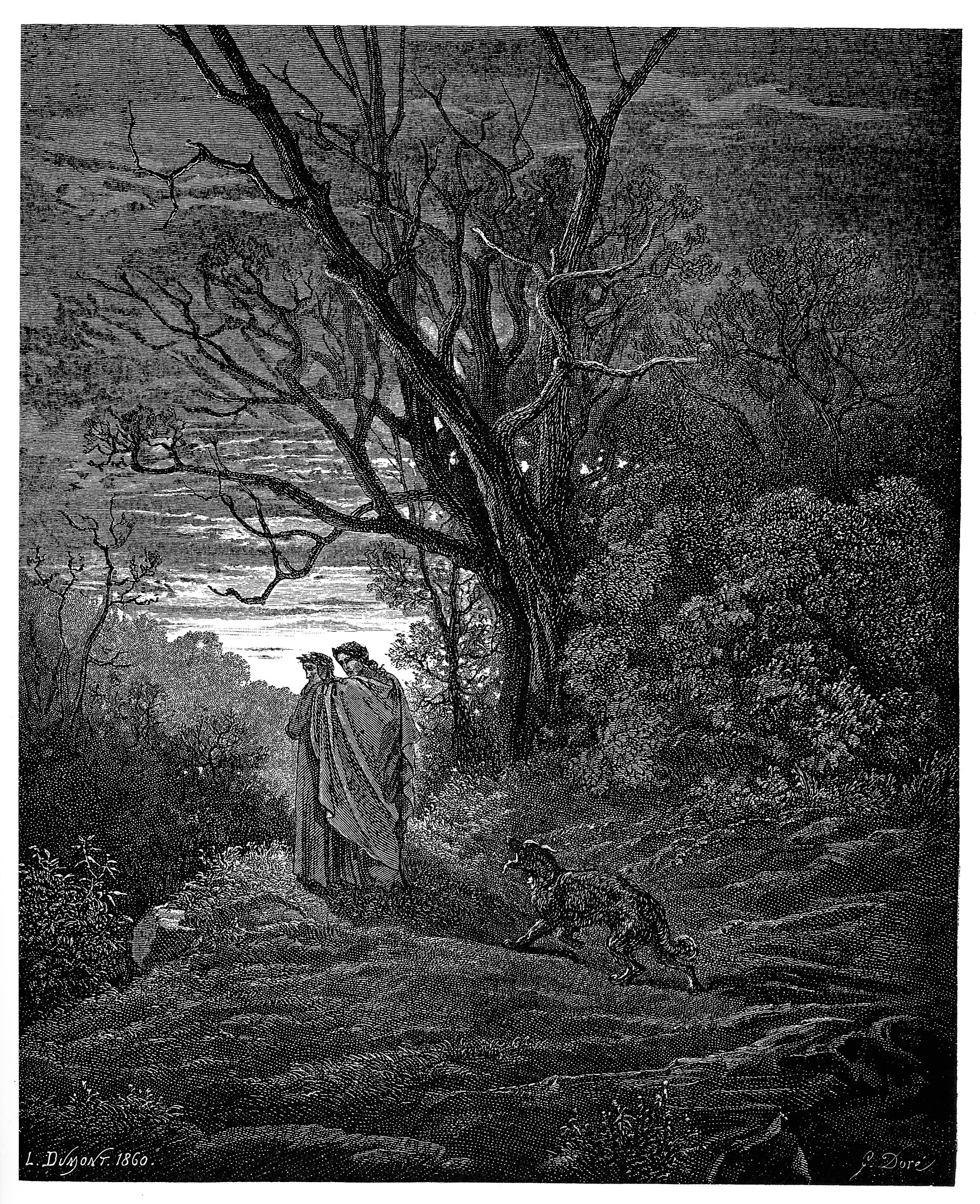 Virgílio e Dante descem ao Inferno