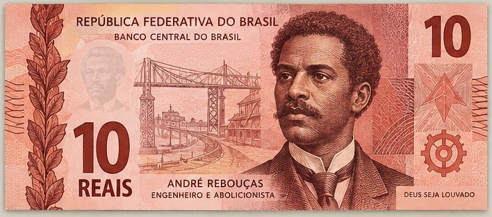 Proposta de cédula de R$ 10 com André Rebouças, engenheiro e abolicionista