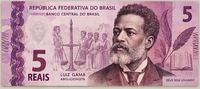 Proposta de cédula de R$ 5 com Luiz Gama, advogado abolicionista