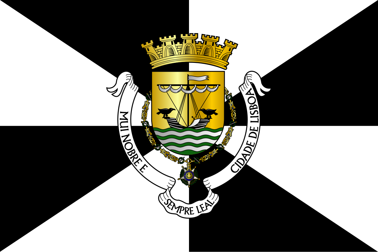 Bandeira da cidade de Lisboa: mesmo entrelaçado (girão) preto e branco.