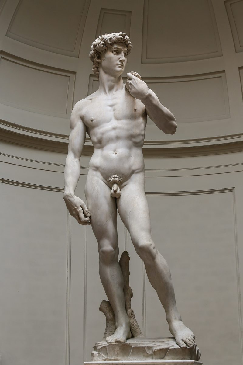 O David, de Michelangelo, na Galeria da Academia de Florença