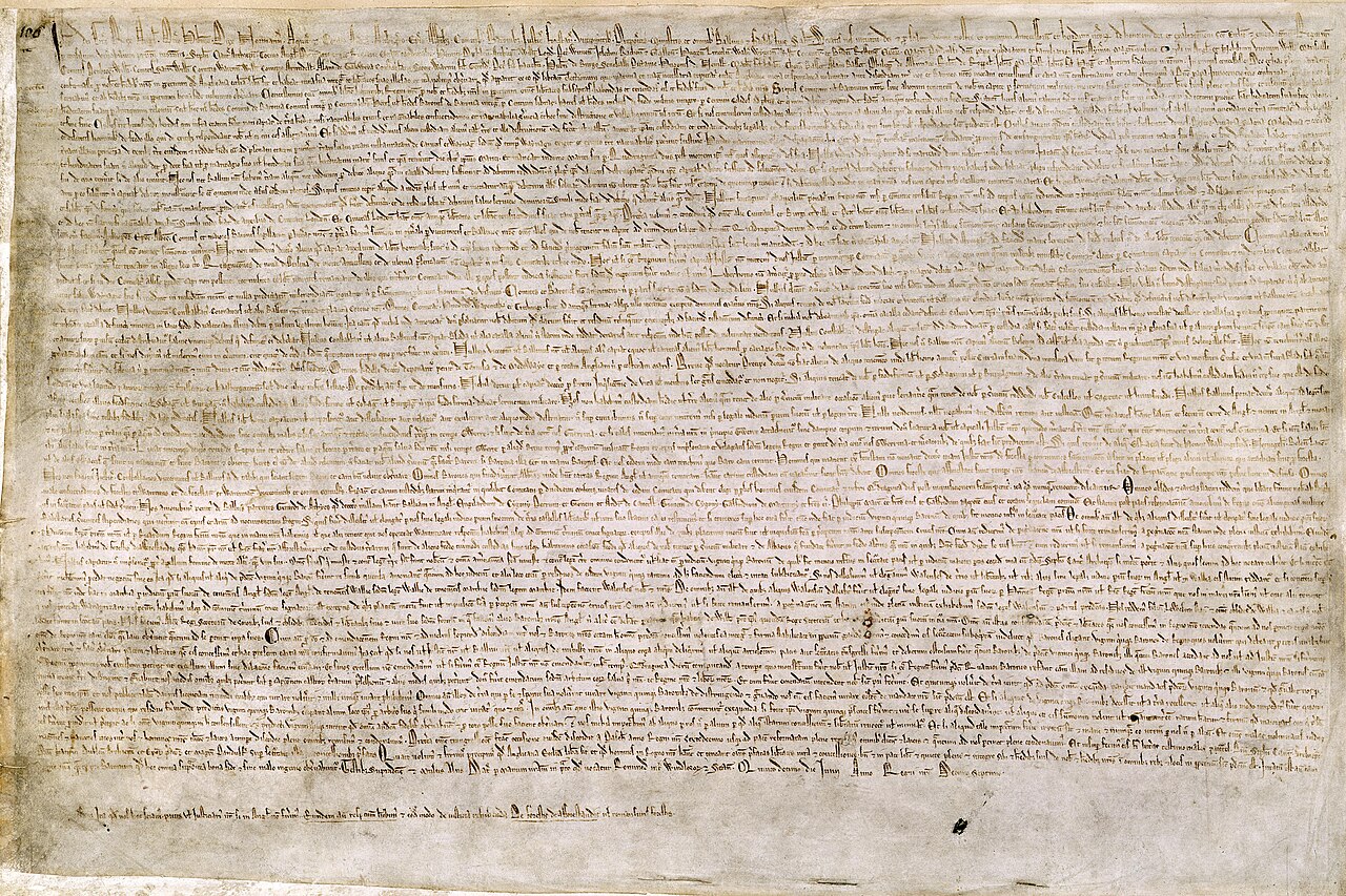 A Magna Carta de 1215, capa do dossiê sobre a história macro do sistema jurídico americano.
