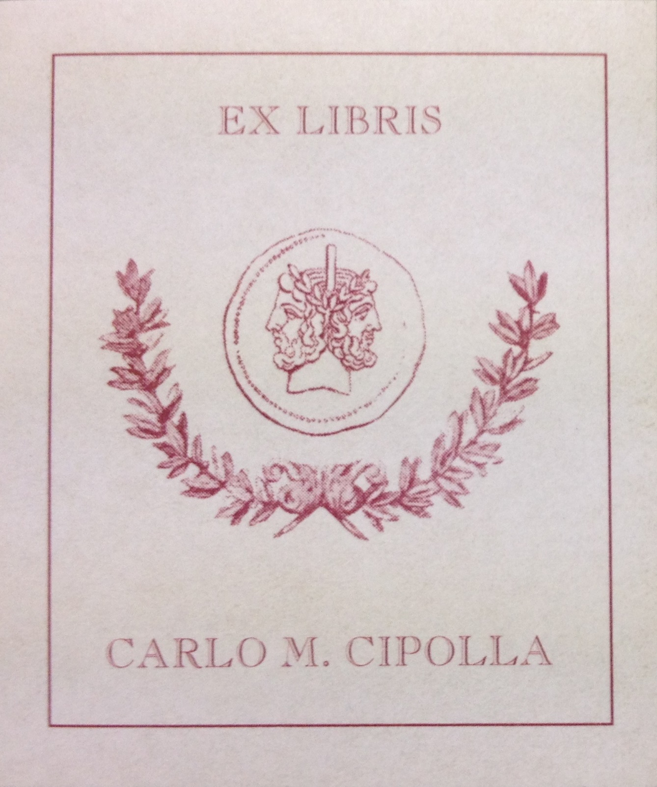 Ex libris de Carlo M. Cipolla, selo pessoal usado em seus livros