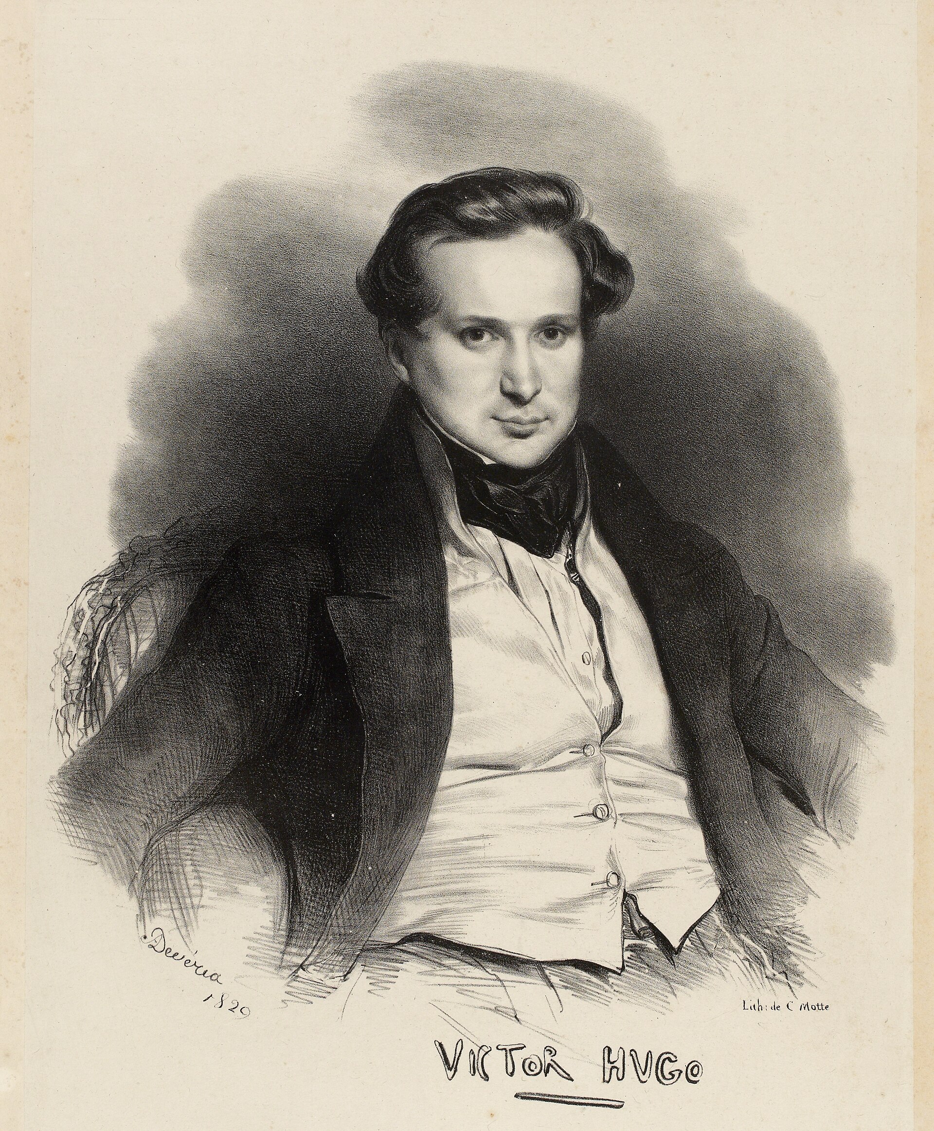 Retrato de Victor Hugo em 1829.