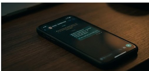Recriação: o celular sobre a mesa, a mensagem entregue ao contato salvo no aparelho.