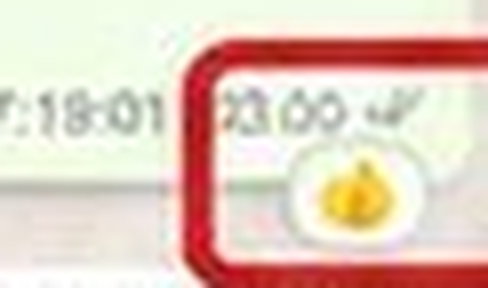 Ampliação do canto inferior da mídia enviada por Vorcaro na Figura 38: o carimbo de horário 23:00 e, dentro da caixa vermelha do relatório, a reação de joinha (emoji de polegar para cima).
