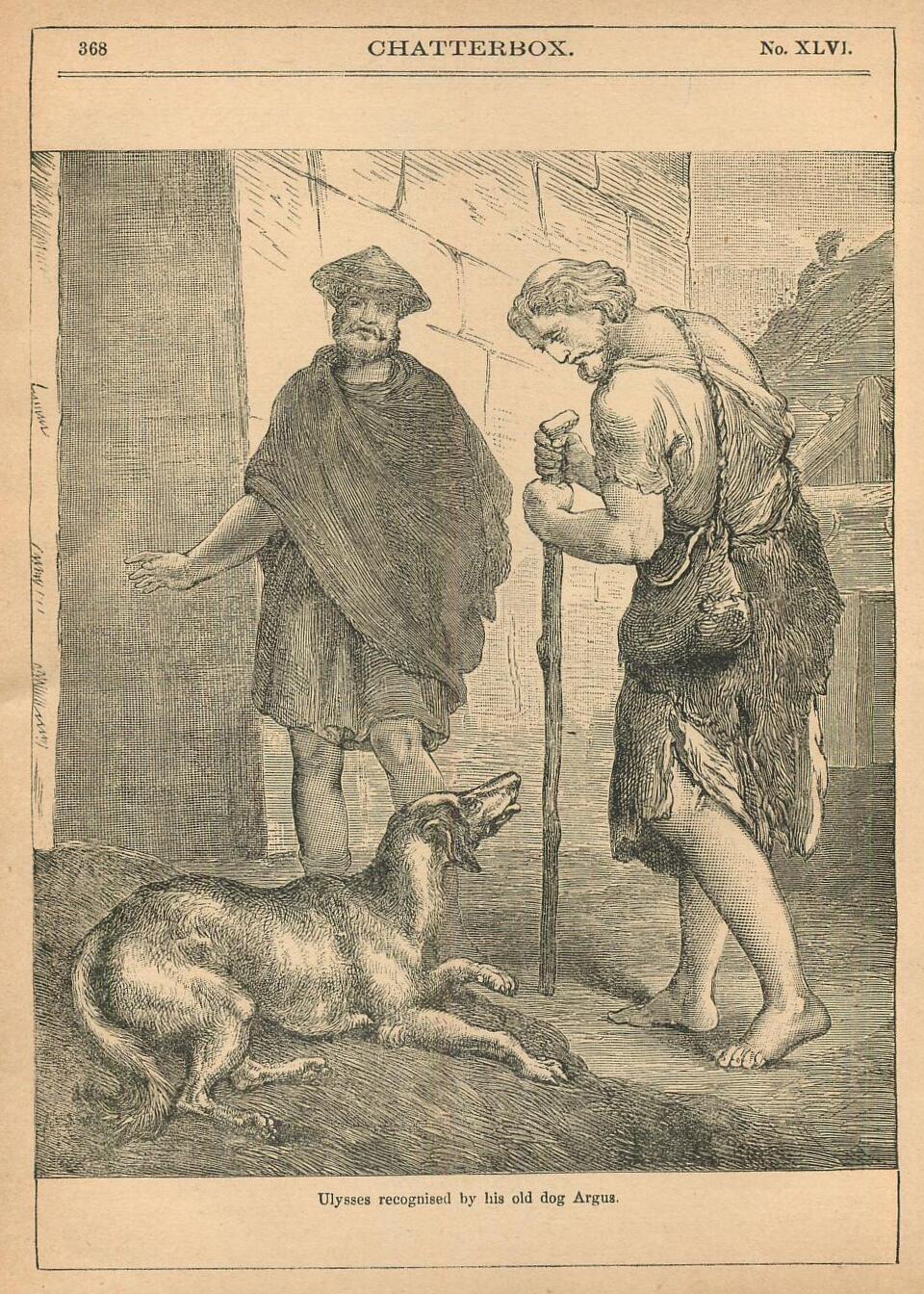 Ulisses reconhecido por seu velho cão Argos