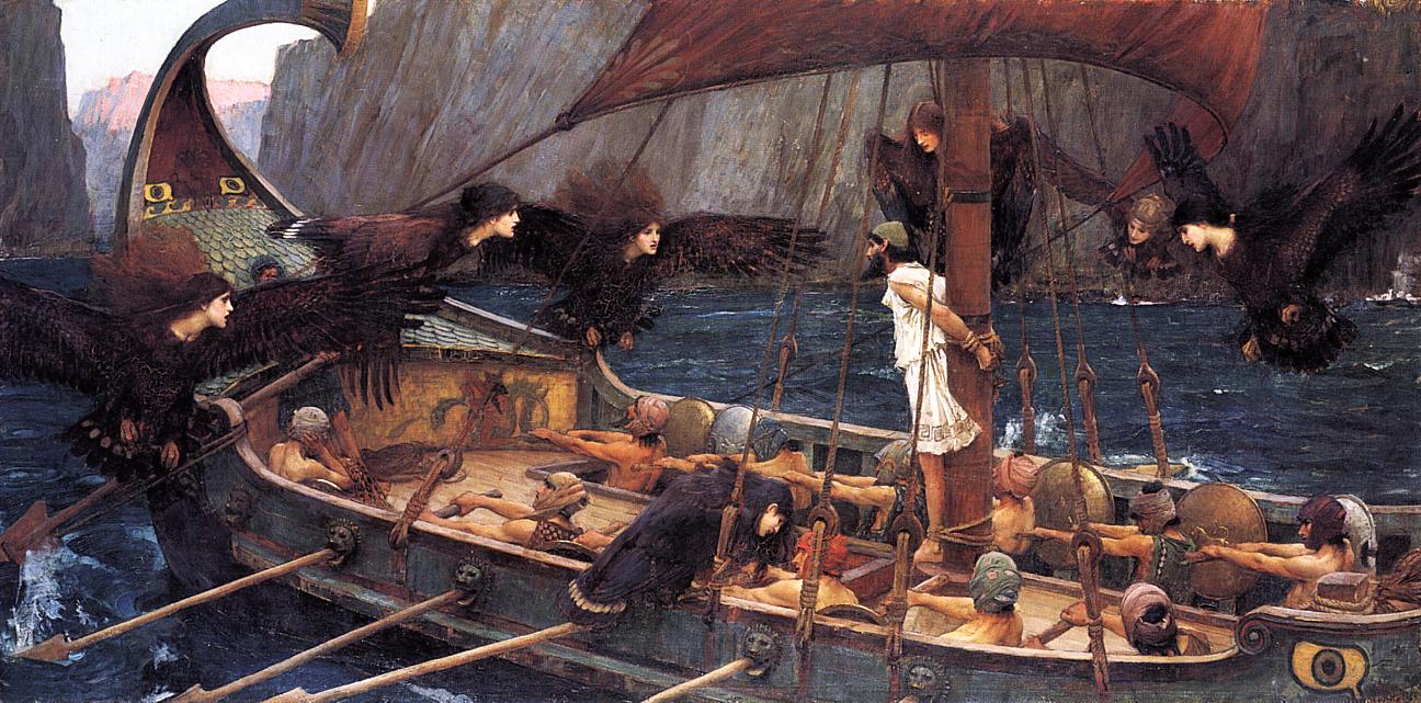 Ulisses e as Sereias, de John William Waterhouse — a Odisseia de Homero.
