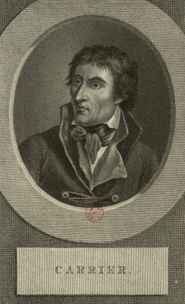 Retrato de Jean-Baptiste Carrier, o representante que ordenou os afogamentos.