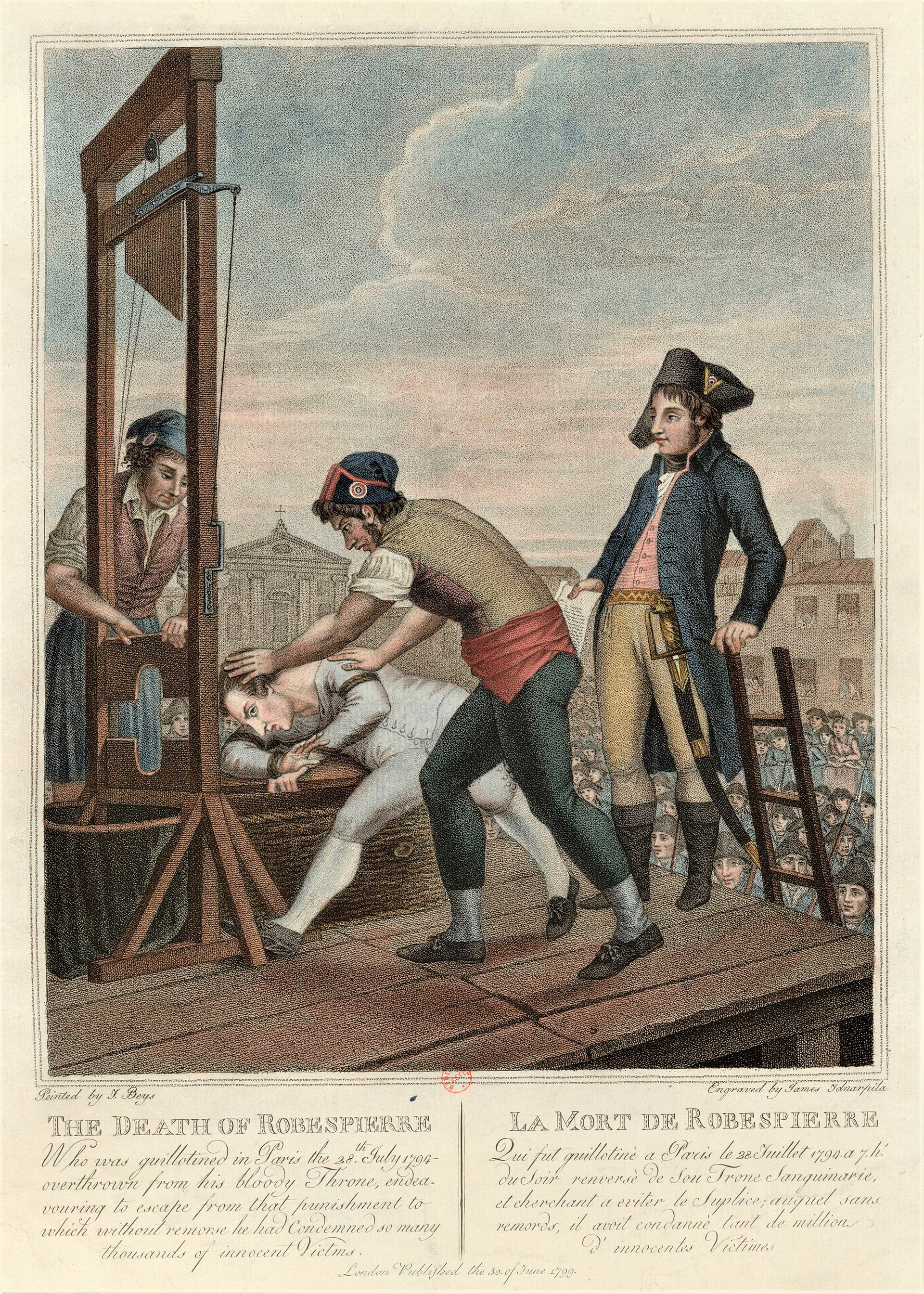 A execução de Robespierre na guilhotina, 28 de julho de 1794.