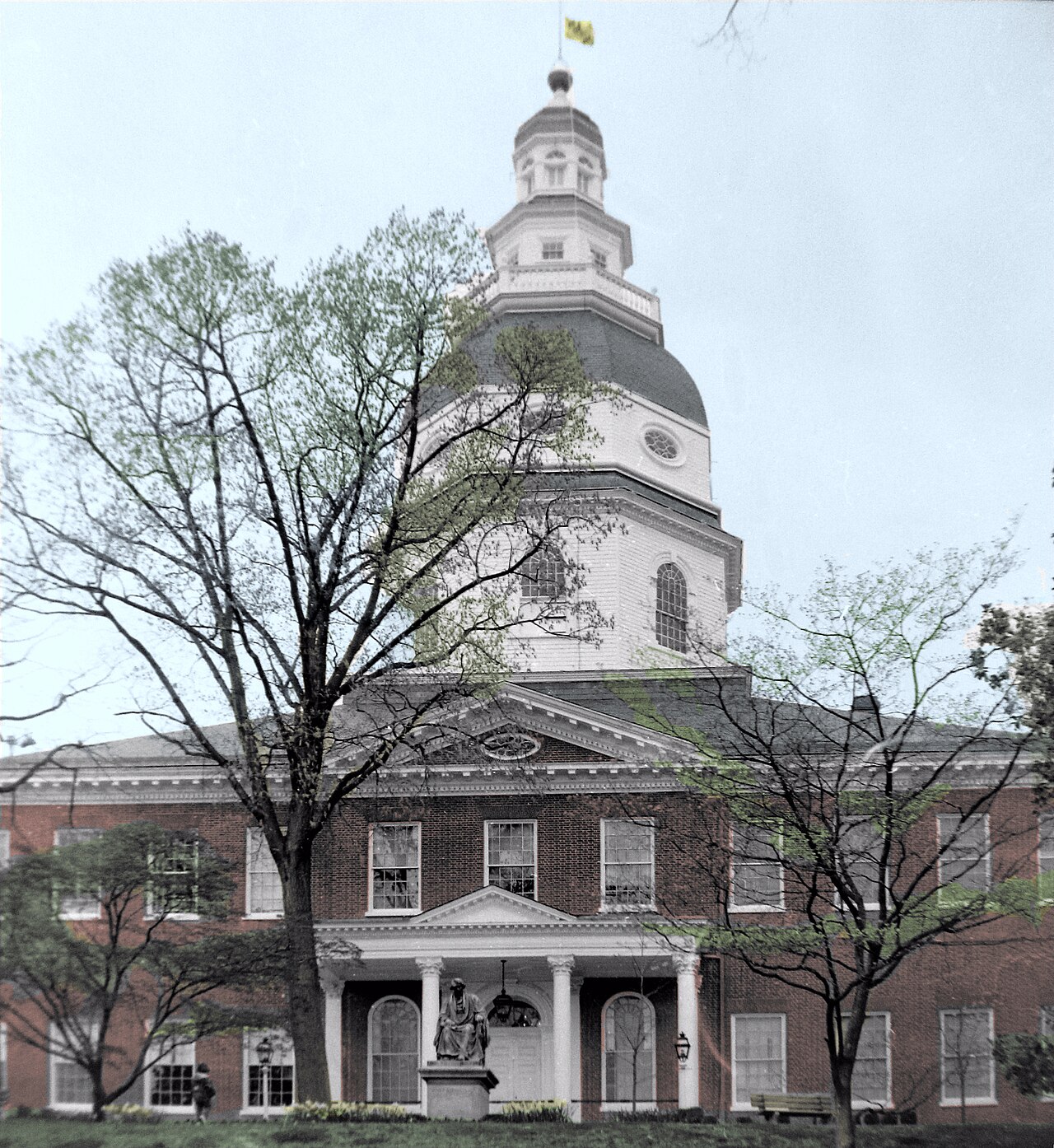 Maryland State House, em Annapolis, sede da assembleia que aprovou a primeira lei-escudo do mundo.