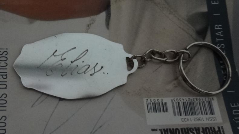 Figura 83 do Laudo 0392/2016 da Polícia Federal — Chaveiro com gravação do nome Elias.