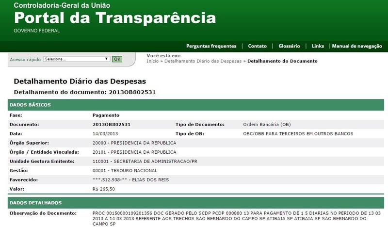 Figura 89 do Laudo 0392/2016 da Polícia Federal — Imagem do registro no Portal da Transparência (acesso em 09/03/2016).